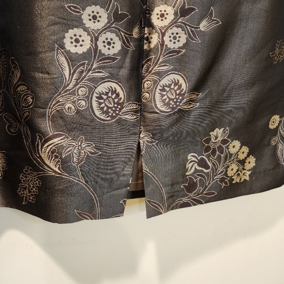 Jon Brown Floral 100% Silk   Embellished Pencil Mini Skirt for Cocktail Size 8 - Picture 9 of 12